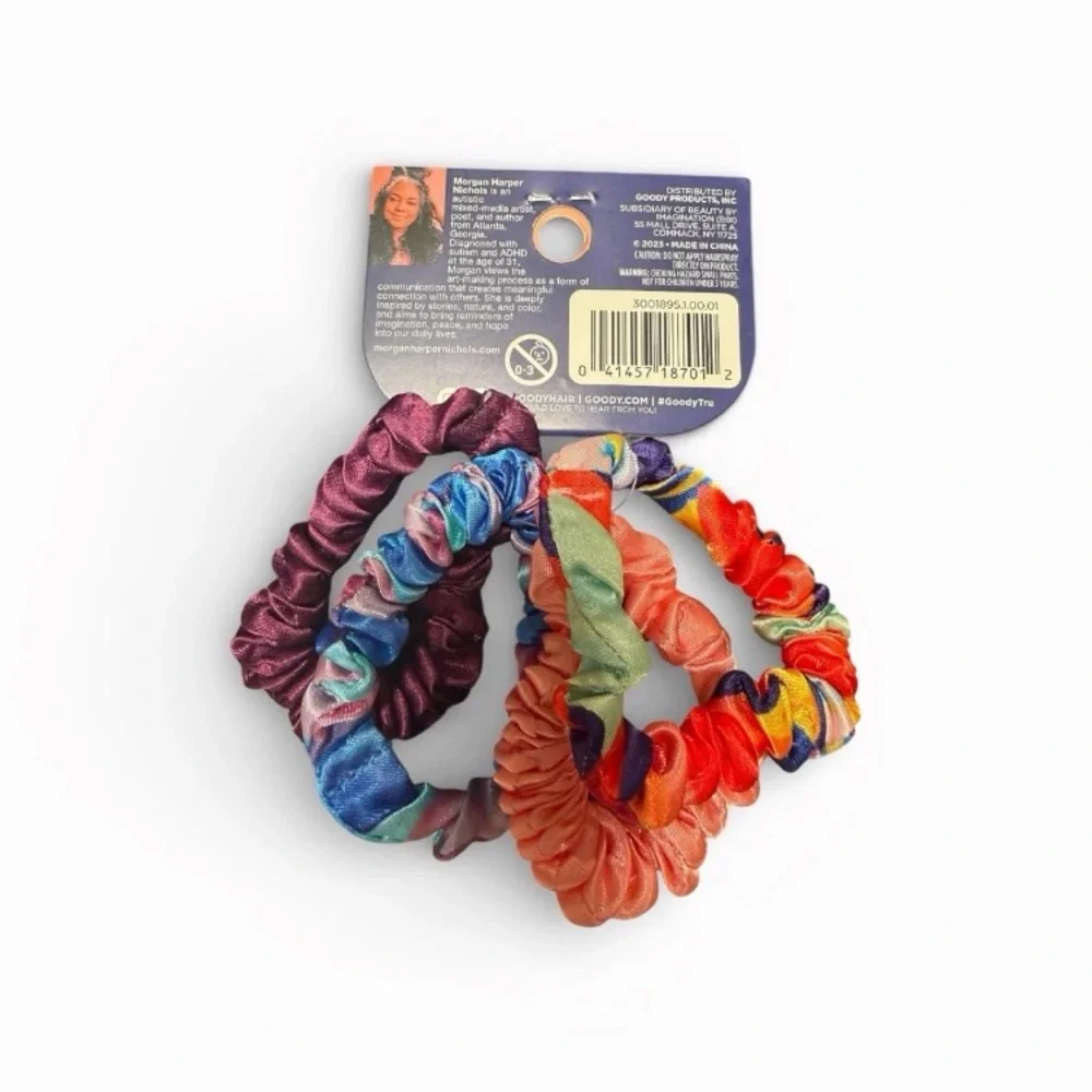 Satin Scrunchie Set Coral Purple Goody x Morgan Harper Nichols Skinny Hair Ties
